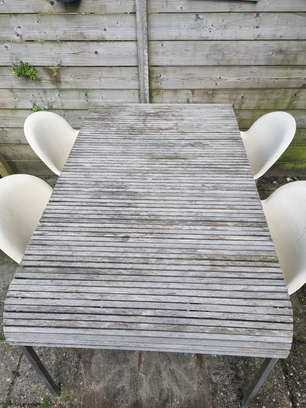 Teak tafel met 4 stoelen, Ophalen, Teakhout