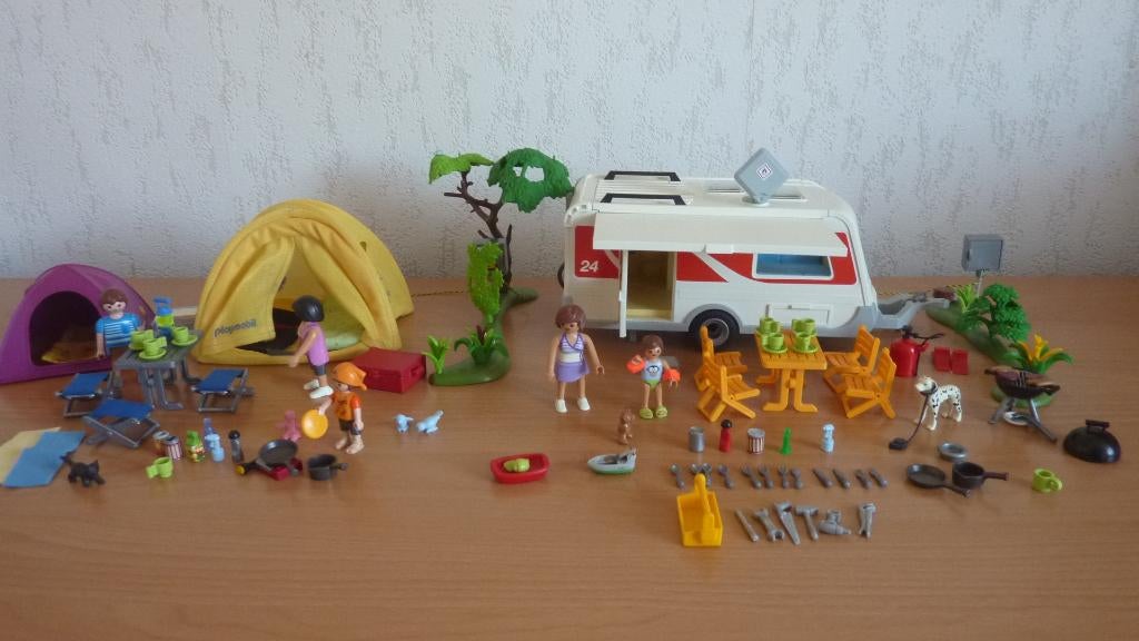 playmobil camping caravan 5434 tent 5435 compleet, Ophalen, Zo goed als nieuw