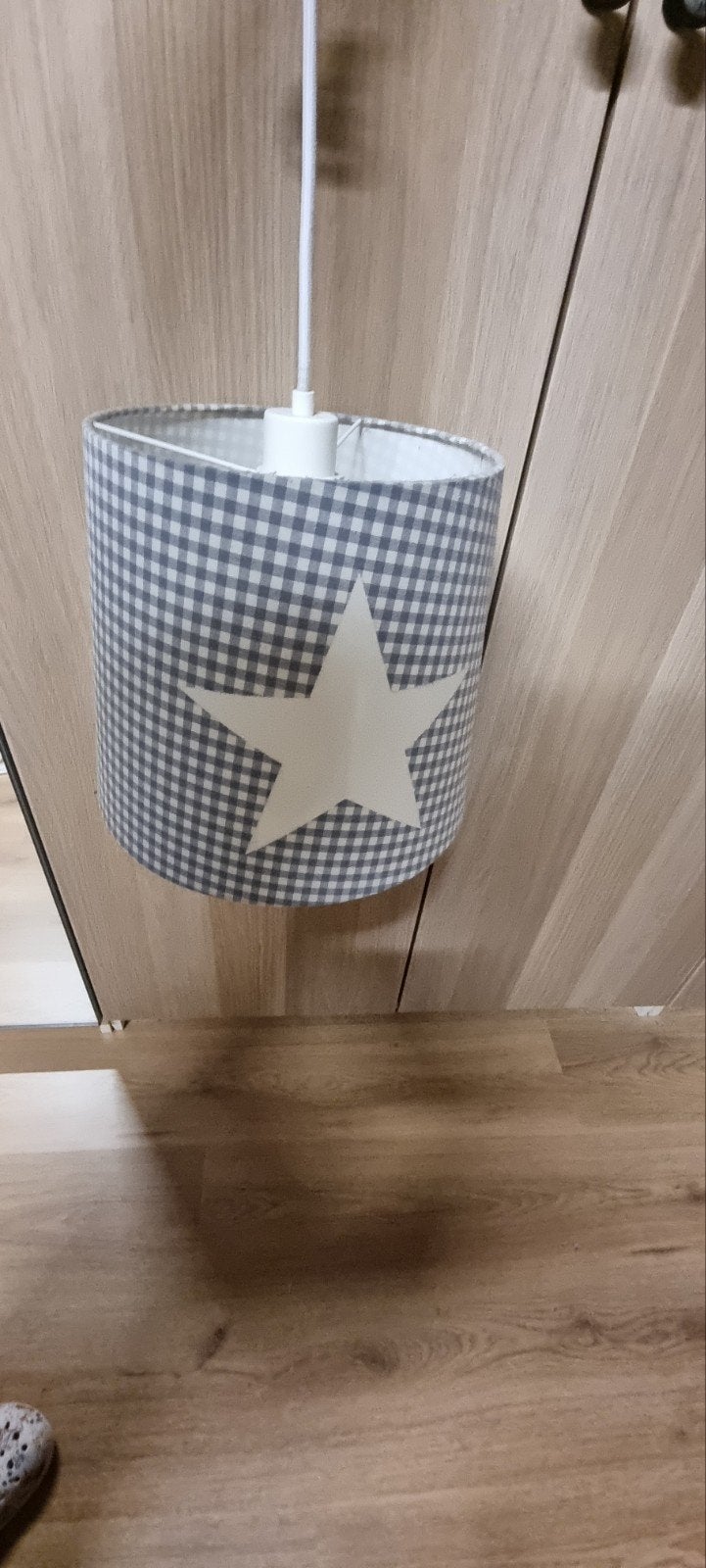 Hanglamp met ster - Grijs geruit - Kinderkamer, Grijs, Ophalen of Verzenden, Zo goed als nieuw, Lamp