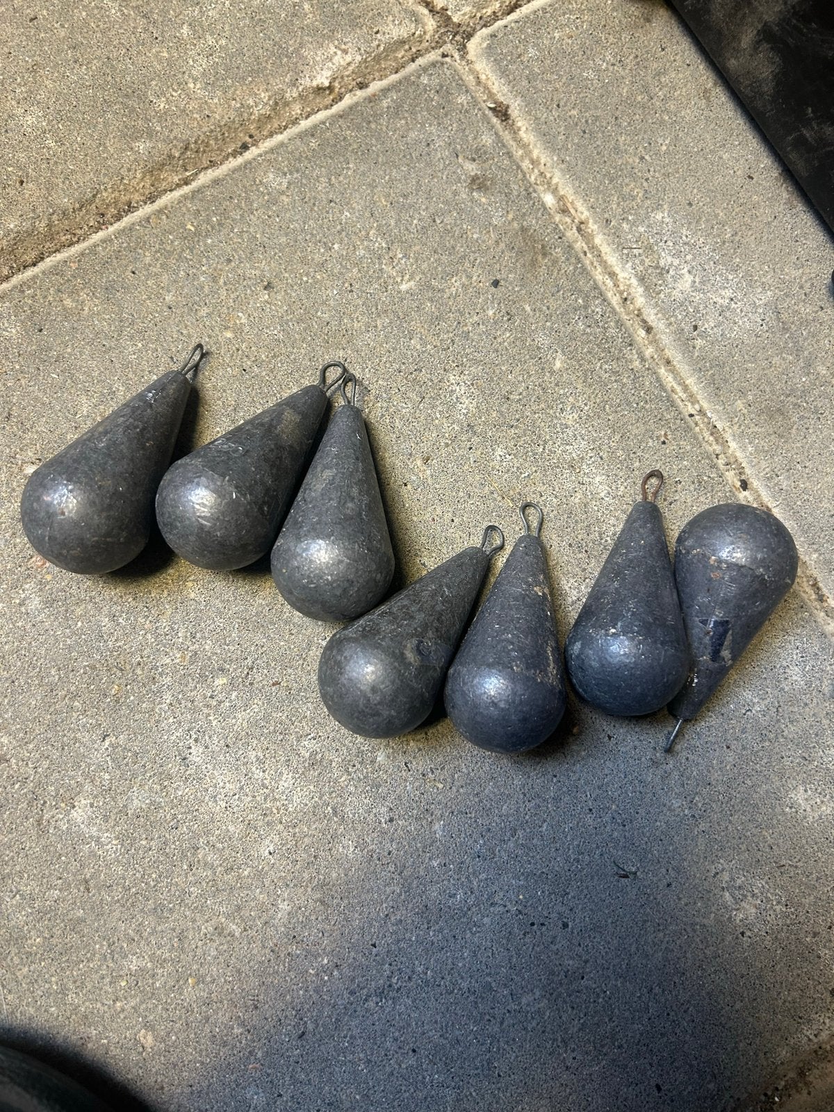 Set van 7 gebruikte visloodjes 1,50 per stuk, Ophalen, Gebruikt, Dobber of Lood