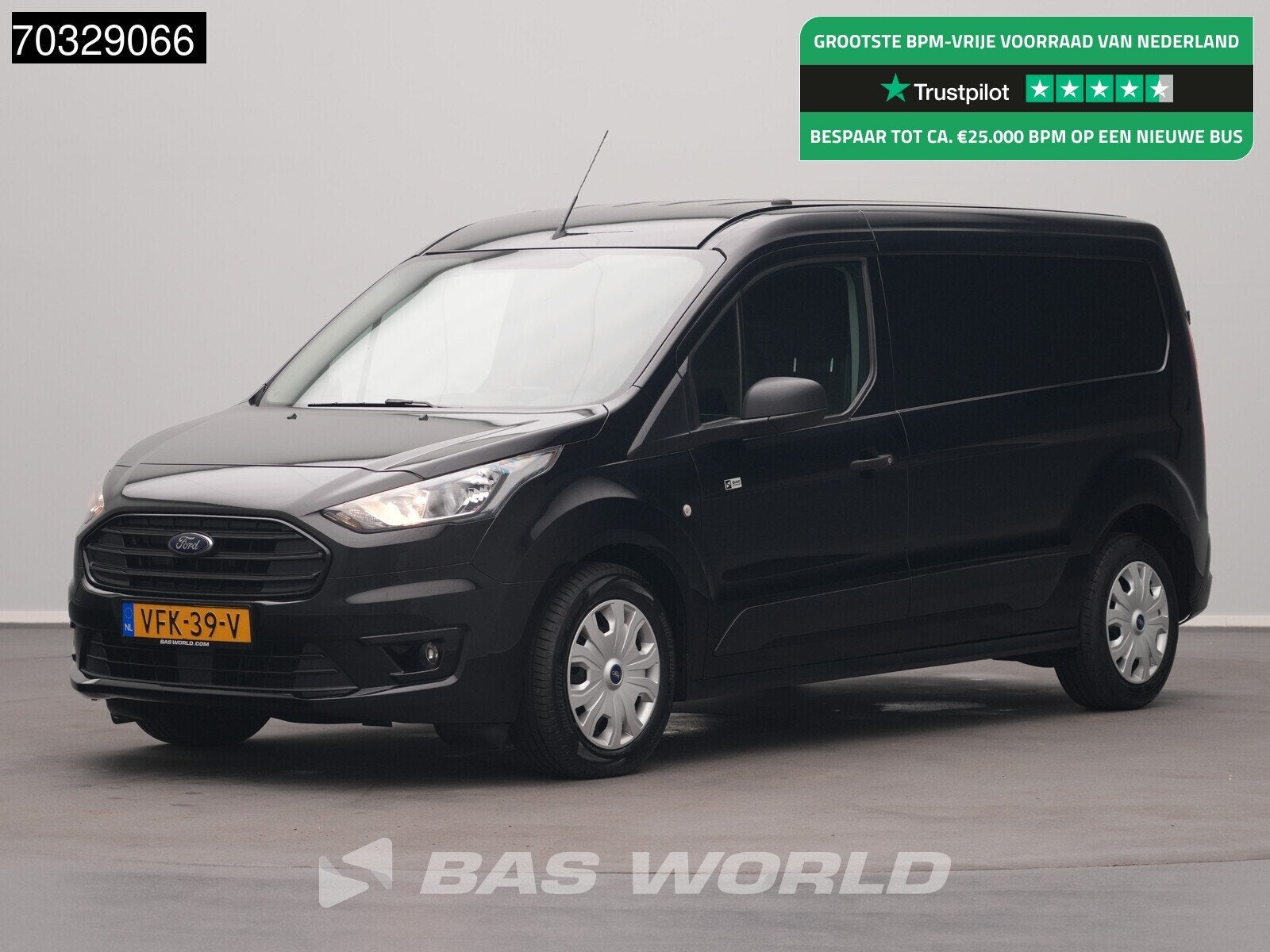 Ford Transit Connect 100PK Benzine L2H1 XL Naxi Camera Airco, Auto's, Bestelauto's, Stof, Gebruikt, Euro 6, Zwart