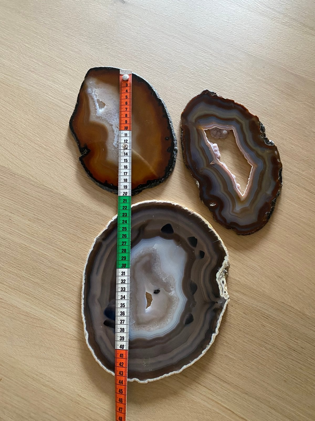 3 mooi geslepen agaatschijven, Verzamelen, Ophalen of Verzenden, Mineraal