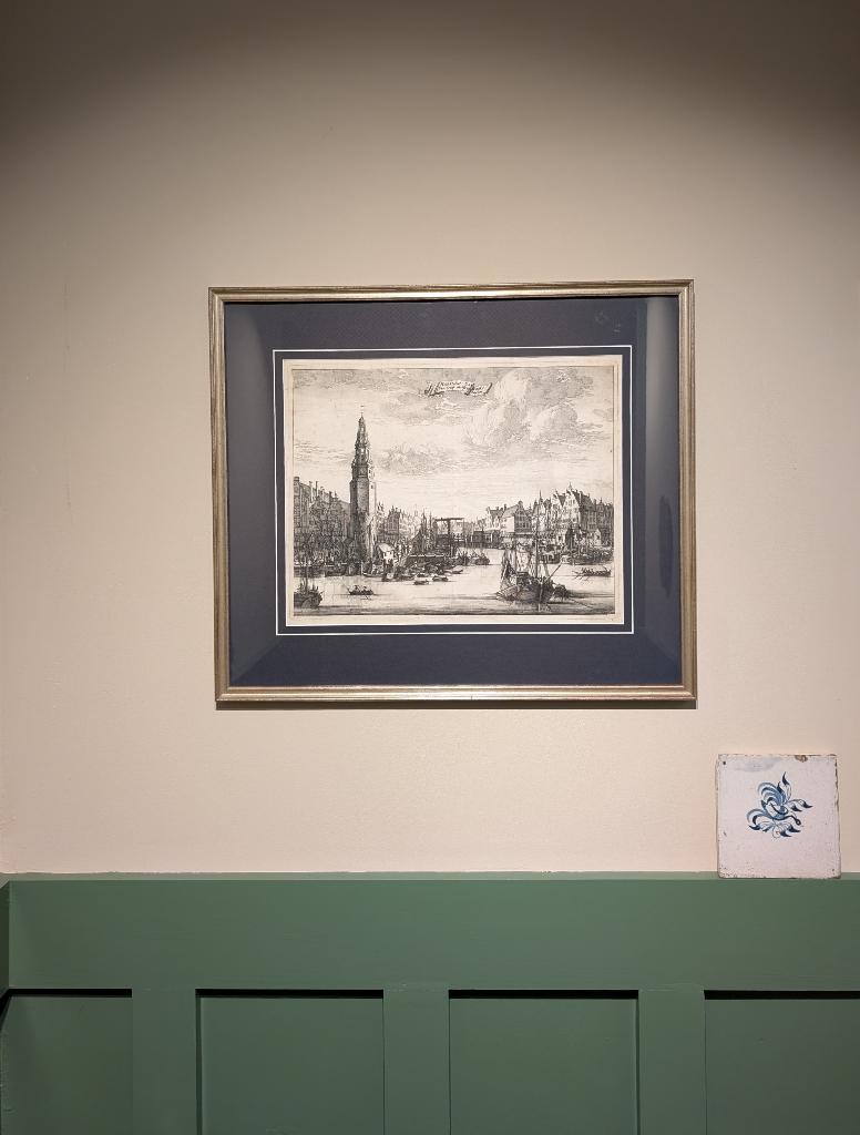 Gravure Haringpakkerstoren (ingelijst!) Caspar Commelin 1691, Antiek en Kunst, Ophalen of Verzenden