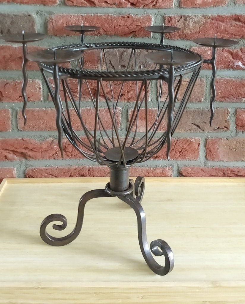vintage kaars standaard metaal/ijzer, volgnr 26, Gebruikt, Zwart, 34 cm, Ophalen of Verzenden