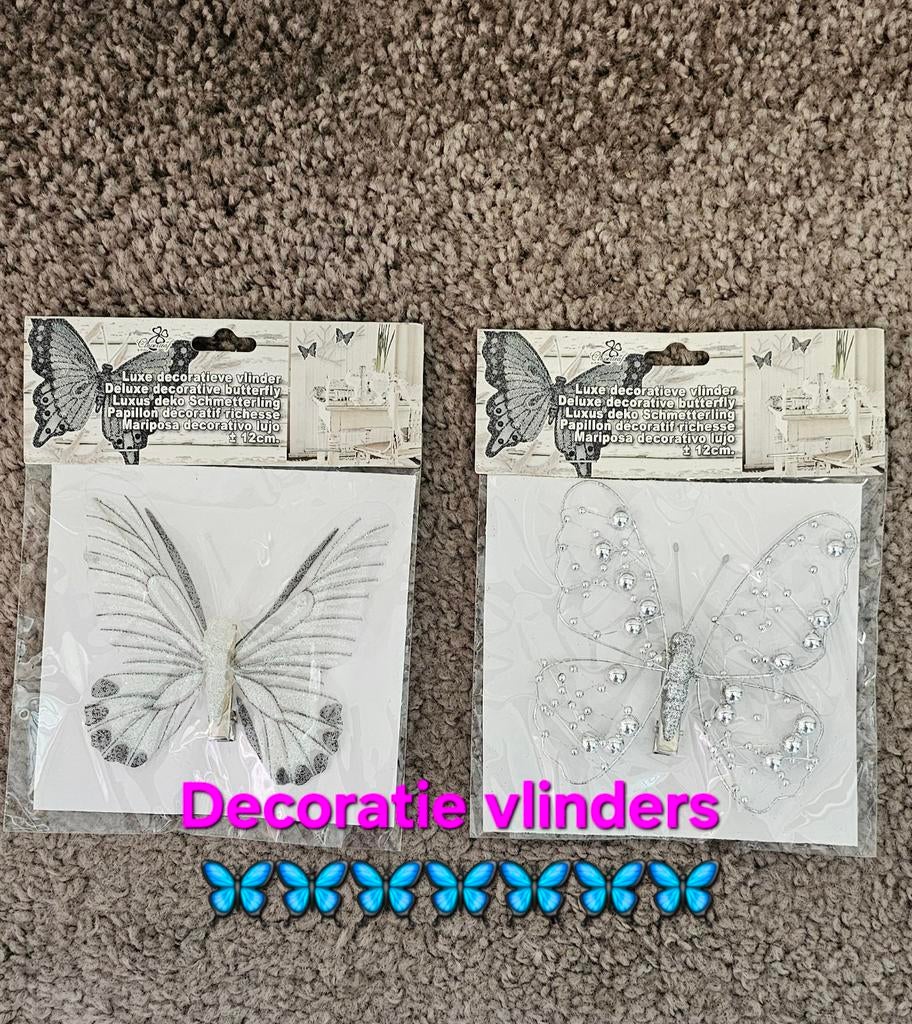 Nep vlinders, witte vlinder, zilveren vlinder, kunst vlinder, Ophalen of Verzenden, Nieuw, Versiering, Geboorte of Huwelijk