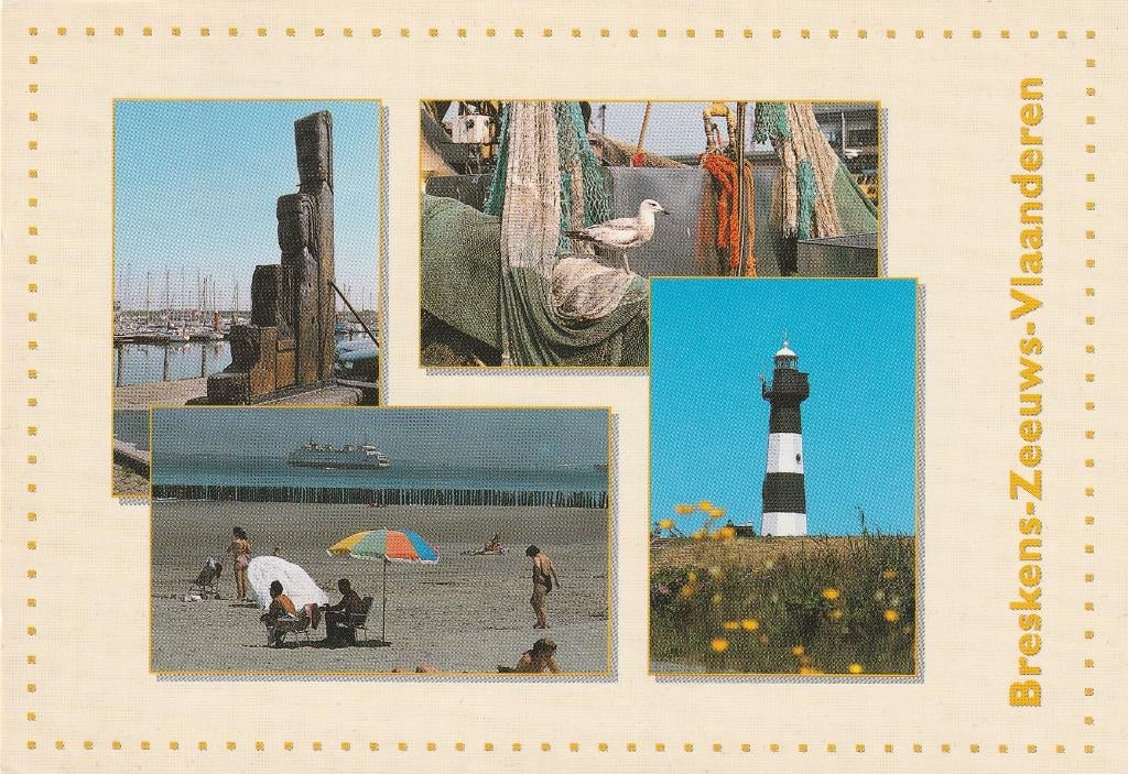 BRESKENS Kunstwerk Strand Vuurtoren, Verzenden, 1980 tot heden, Gelopen, Zeeland