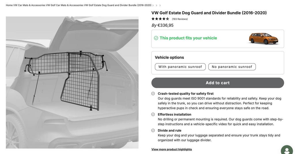 VW Golf Estate Hondenrek & Divider (2016-2020), Ophalen, Gebruikt