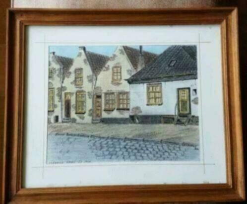 tekening kleur A. Grevelt Den Bosch Straatje nabij de St Jan, Antiek en Kunst, Kunst | Tekeningen en Foto's, Ophalen