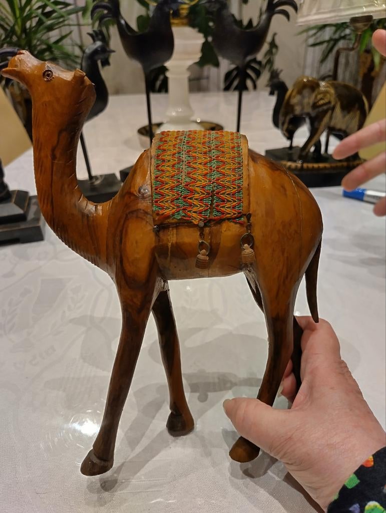 Houten Dromedaris met Stoffen Zitje, Antiek en Kunst, Ophalen of Verzenden