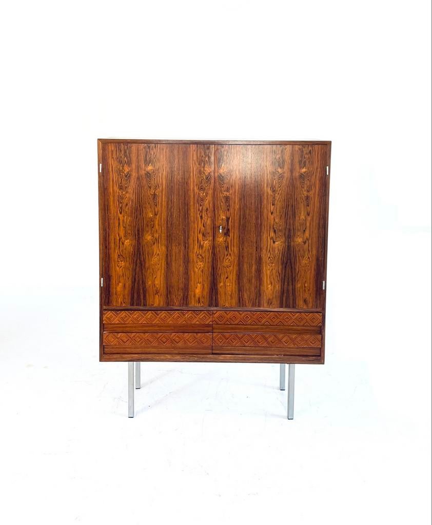 Vintage Pallisander highboard, jaren ‘60, Huis en Inrichting, Overige houtsoorten, 100 tot 150 cm, Met lade(s), Ophalen of Verzenden