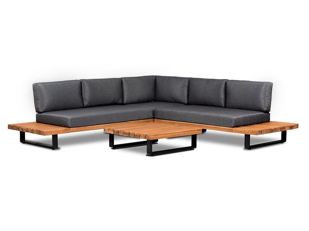 Atlanta Aluminium Loungeset Hoekbank met Lage Tafel Dark Gre, 5 zitplaatsen, Bank, Ophalen of Verzenden, Loungeset