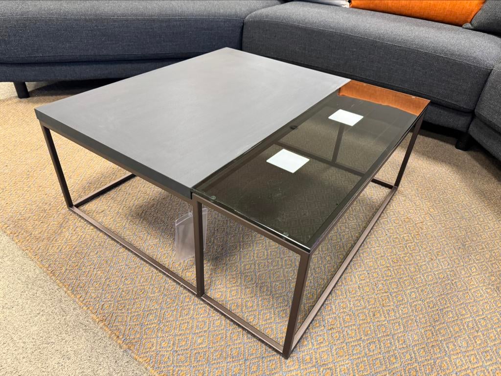Nieuw Rolf Benz 985 253 Salontafel Eiken zwart glas Tafel, Ophalen of Verzenden, Nieuw, Rechthoekig, Glas