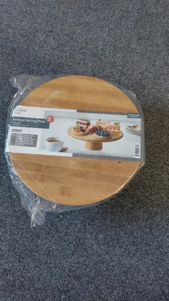 Houten Serveerschaal / Taartplateau - Nieuw in Verpakking, Huis en Inrichting, Woonaccessoires | Dienbladen, Nieuw, Hout, Rond