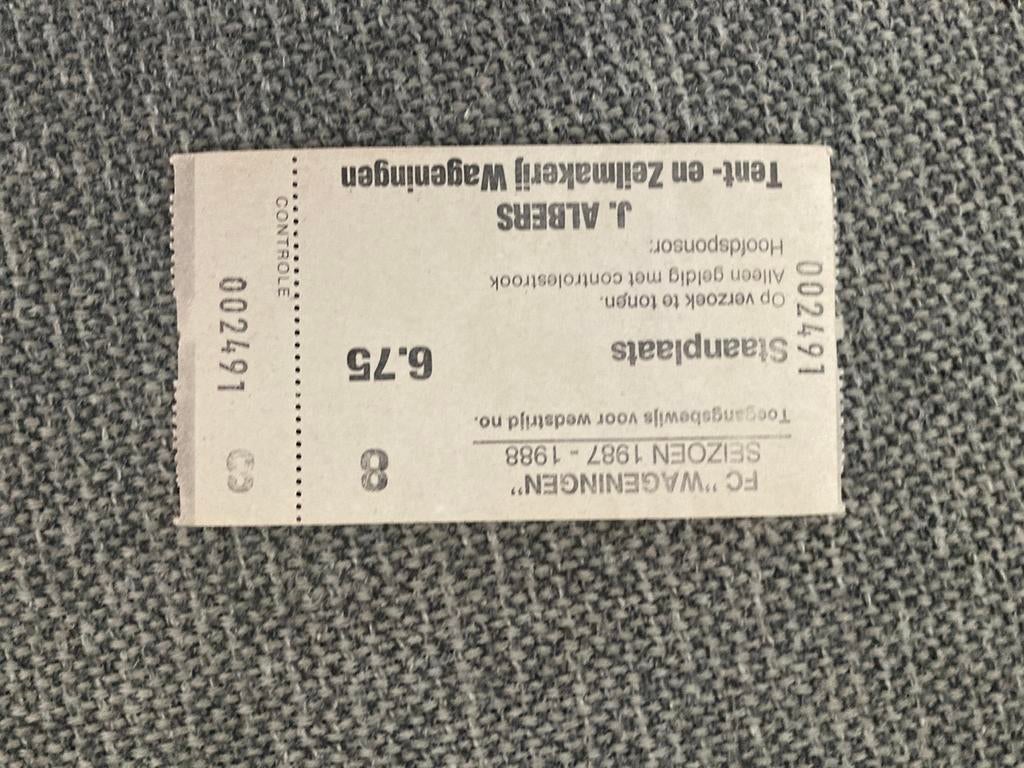 TICKET FC WAGENINGEN 87-88, Ophalen of Verzenden, Zo goed als nieuw, Overige binnenlandse clubs, Overige typen