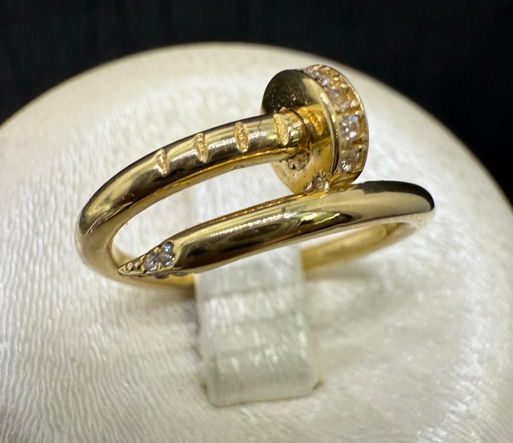 Prachtige 18 karaats gouden spijker ring, Sieraden, Tassen en Uiterlijk, Nieuw, Ophalen of Verzenden, Dame, Goud