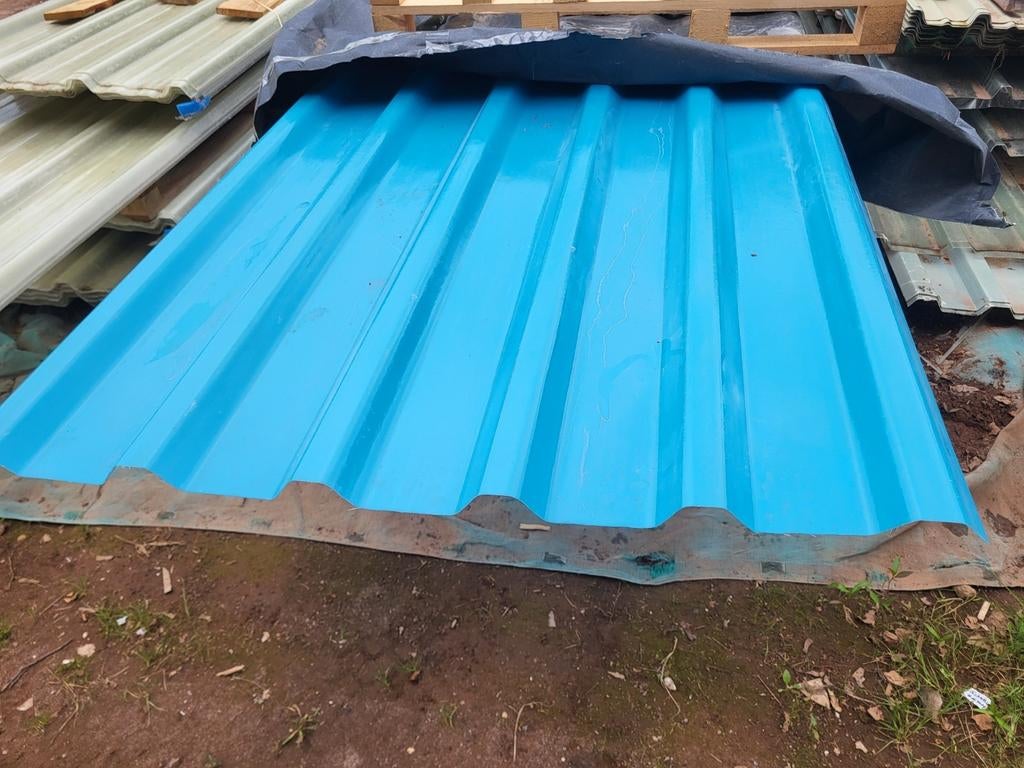 damwand polyester Flowbleu dakplaat lichtdoorlatend, Kunststof, Blauw, ., Nieuw