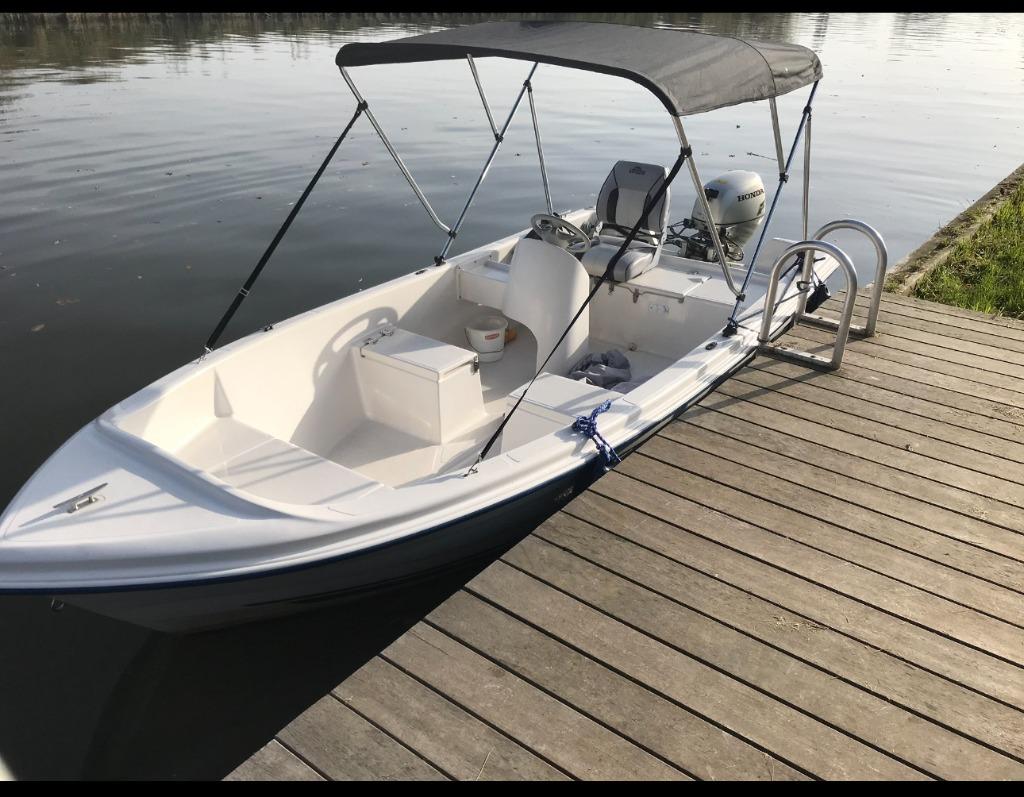 Quicksilver 440 Barque met Honda 15 pk FourStroke, Watersport en Boten, Sloepen, Ophalen, Gebruikt, Buitenboordmotor, Polyester
