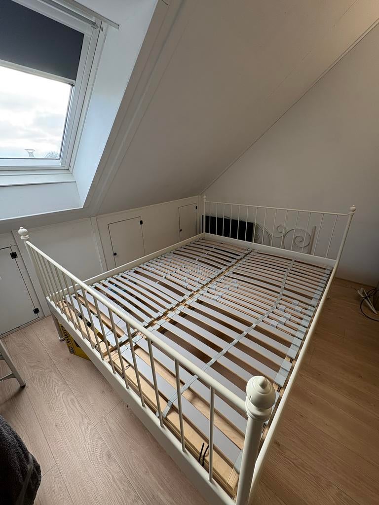 IKEA Leirvik bed 165x206 cm incl. verstelbare lattenbodems, Ophalen, Tweepersoons, Metaal, 160 cm