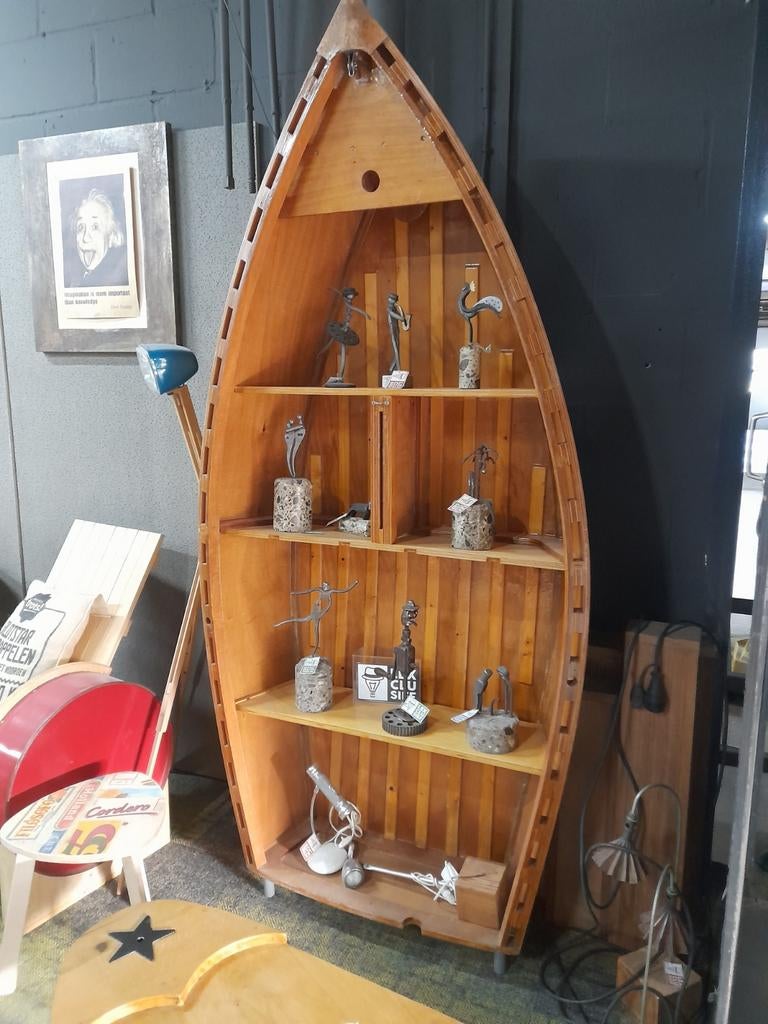 UNIEKE Plywood bootkast / presentatiekast / boekenkast, Huis en Inrichting, Kasten | Boekenkasten, 200 cm of meer, 25 tot 50 cm