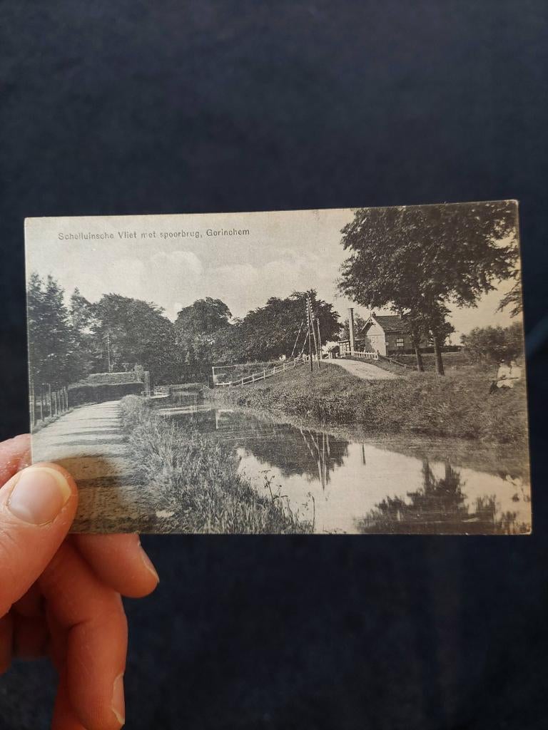 kaart Gorinchem Scheiluinsche Vliet met spoorburg moet weg, Ophalen of Verzenden, 1920 tot 1940, Ongelopen, Zuid-Holland