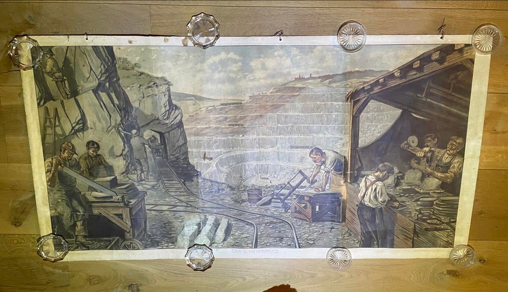 Antieke Duitse schoolkaart - Der Schieferbruch Bamberg 1912, Antiek en Kunst, Ophalen of Verzenden, Aardrijkskunde
