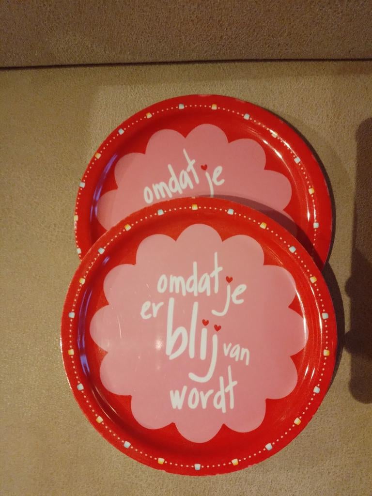 2 kinderbordjes omdat je er blij van wordt, Ophalen of Verzenden, Zo goed als nieuw, Vaatwasserbestendig