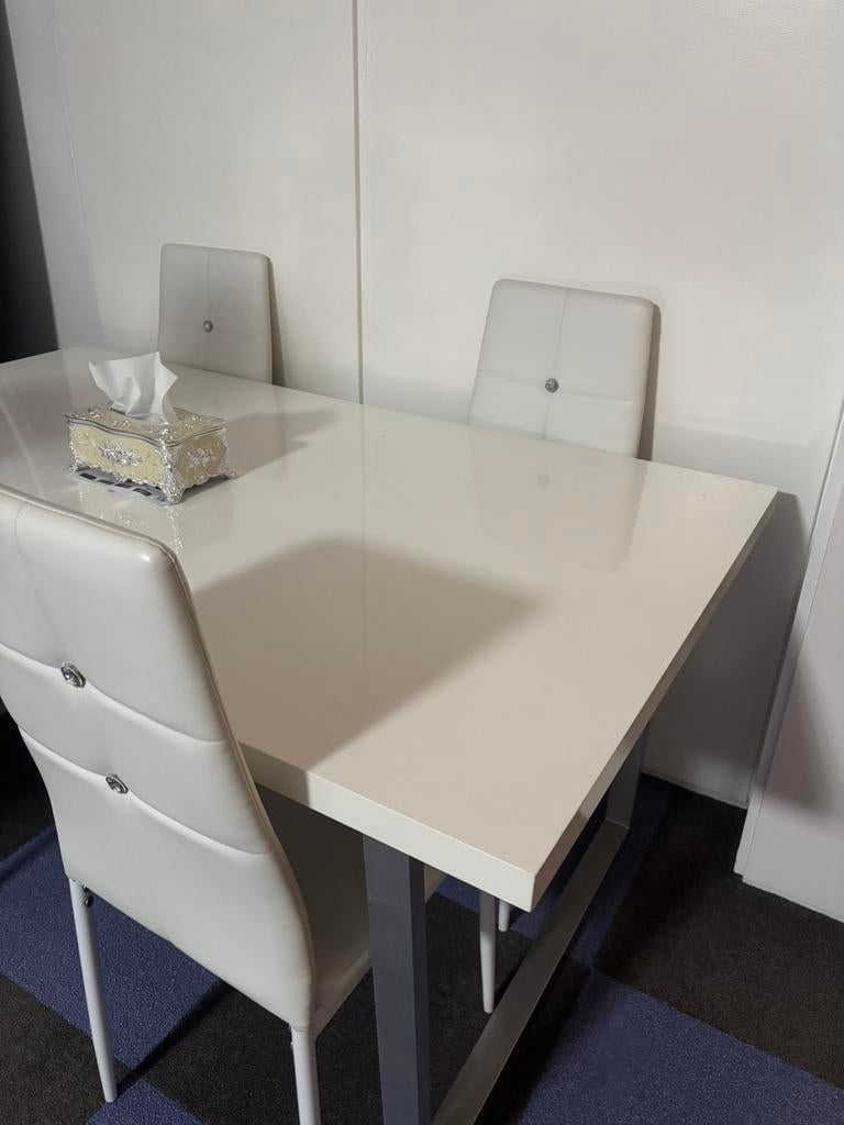 Eettafel met stoelen, Ophalen of Verzenden, Zo goed als nieuw, Rechthoekig, 50 tot 100 cm