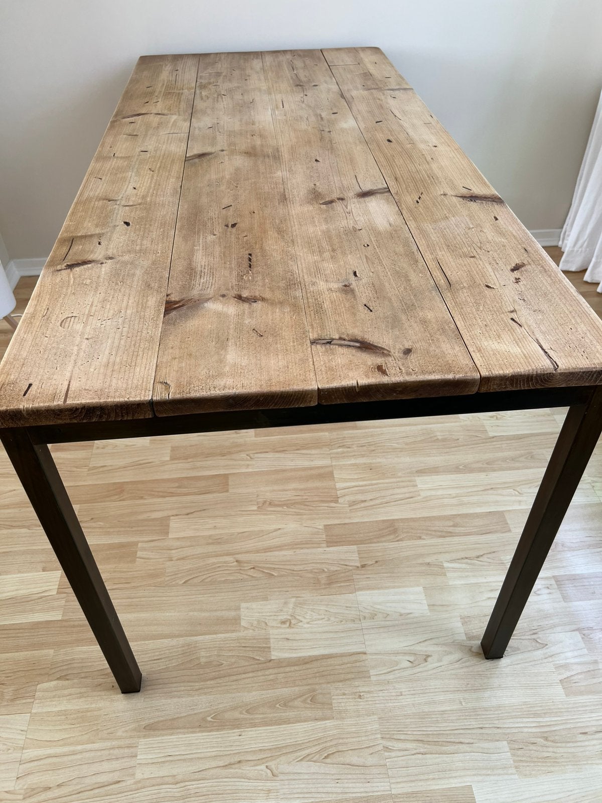 Te koop industriële eettafel, Huis en Inrichting, Ophalen, 50 tot 100 cm, Zo goed als nieuw, 150 tot 200 cm