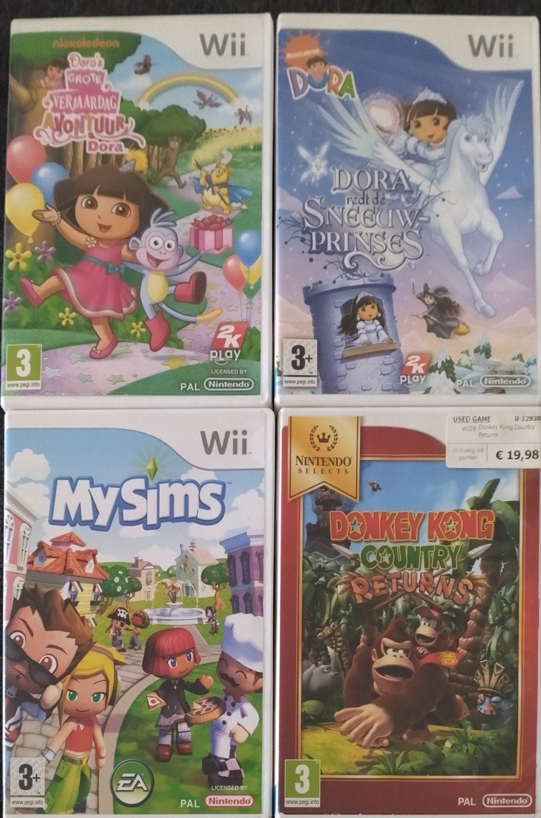 Wii games: Dora, My Sims, Donkey Kong, Avontuur en Actie, 1 speler, Ophalen of Verzenden, Zo goed als nieuw