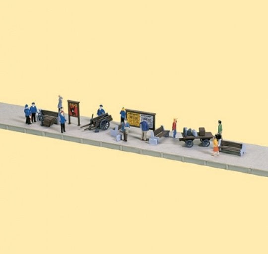Perron-toebehoren + mooie park-bankjes - Vero 47004, Hobby en Vrije tijd, Modeltreinen | H0, Overige merken, Wisselstroom, Brug, Tunnel of Gebouw