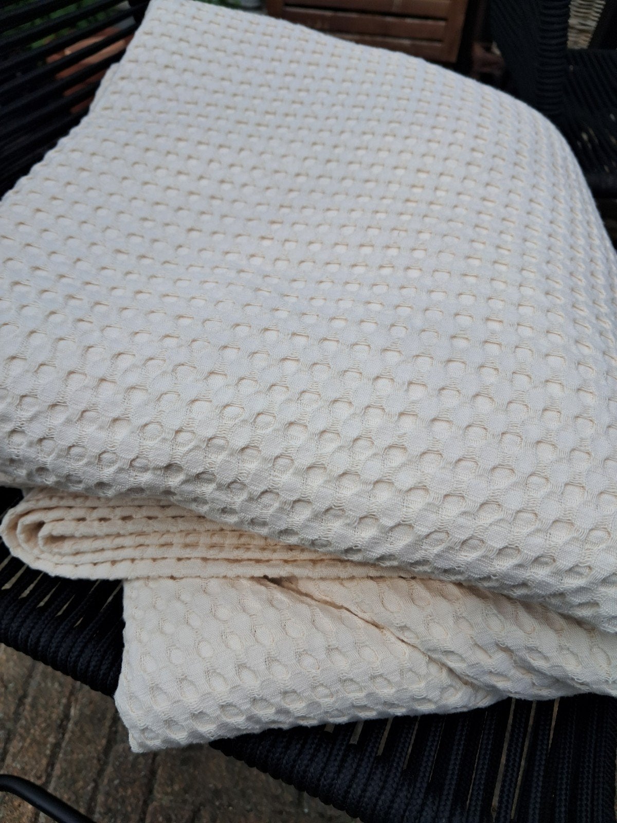 Van Dijck ecru wafelplaid 2 persoons, Ophalen of Verzenden