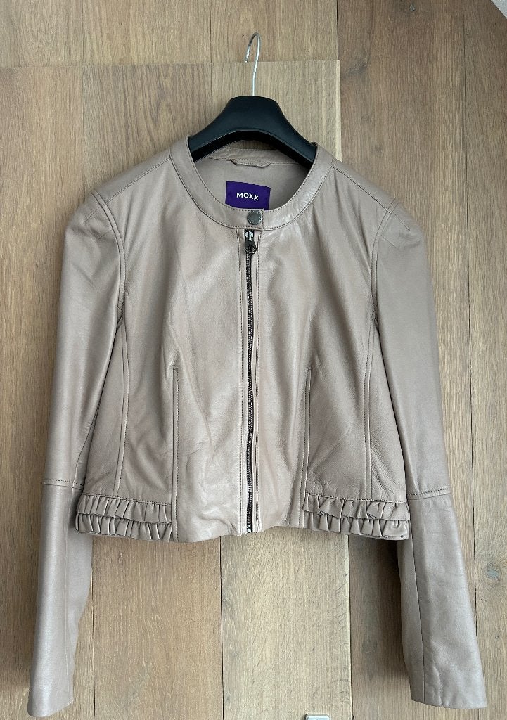 Mexx lederen dames jasje, Mexx, Beige, Maat 42/44 (L), Ophalen of Verzenden
