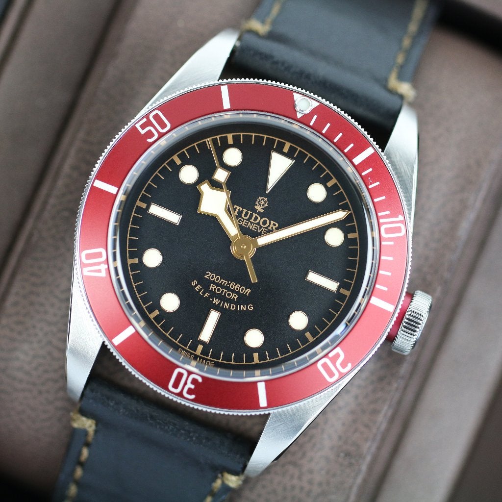 Tudor Black Bay Red 41 (Zeer goed/ 2012), Overige merken, Leer, Staal, Polshorloge