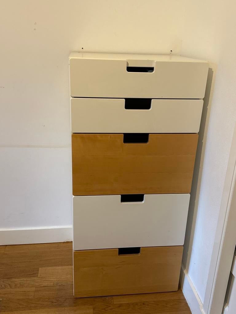 Ikea Stuva 5 lades  - wit en houtkleur, Huis en Inrichting, Kasten | Ladekasten, Ophalen, Gebruikt, 5 laden of meer, 50 tot 100 cm