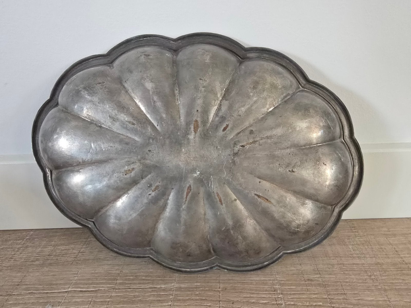 Antieke verzilverde (op bronzen) schaal eind 19de eeuw €20, Ophalen of Verzenden