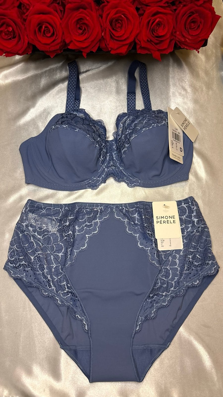 Simone Perele BH en slip set - 70D/M-L, Kleding | Dames, Verzenden, Blauw, Setje