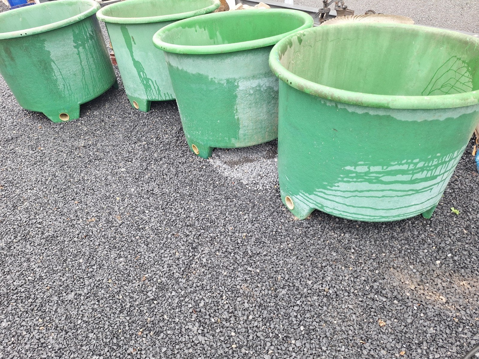Grote groene polyester quarantainebakken kuipen (4 stuks)