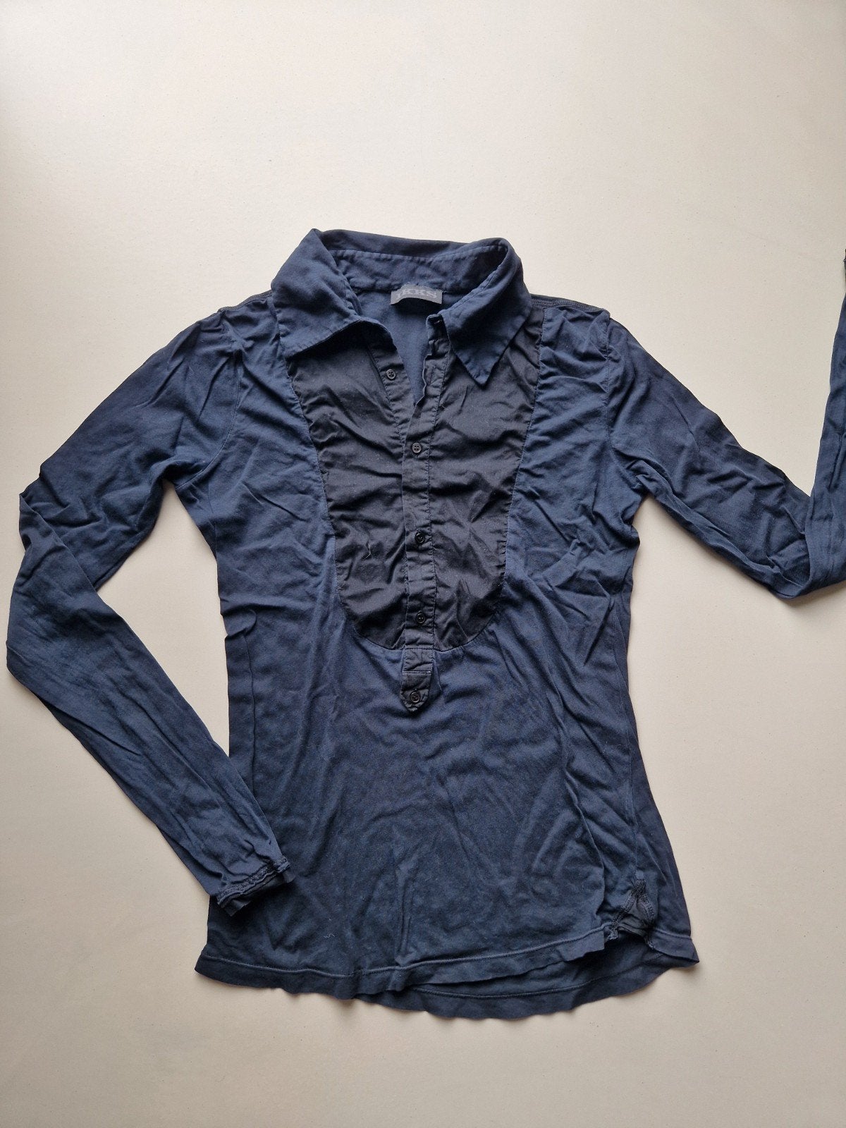 Mooie donkerblauwe longsleeve van IKKS mt 38, Maat 38/40 (M), IKKS, Blauw, Ophalen of Verzenden