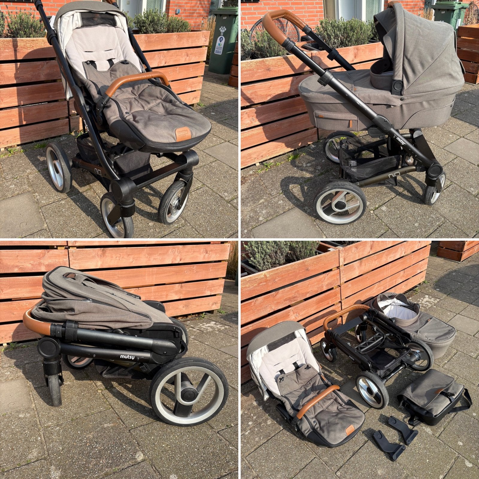 Mutsy Nio Forrestgreen Complete Kinderwagen Set, Ophalen, Gebruikt, Combiwagen, Met reiswieg