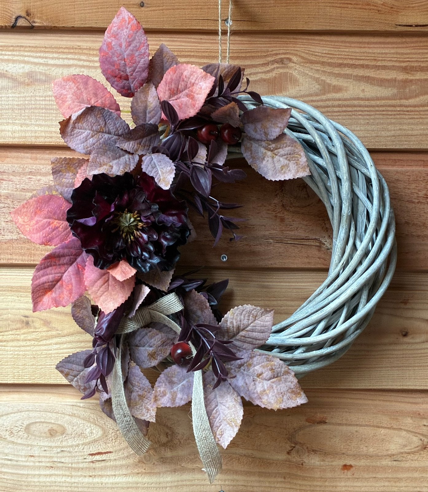 Handgemaakte herfstkrans ‘Autumn Velvet’, Ophalen of Verzenden, Zo goed als nieuw