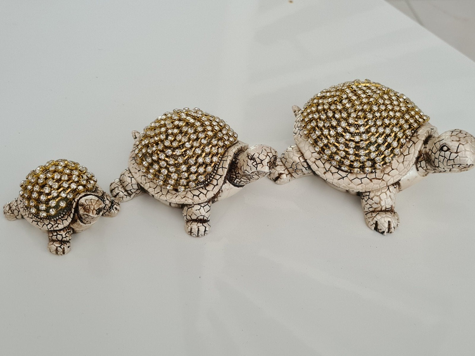 Decoratieve set schildpadden met stras diamanten schild, Ophalen of Verzenden