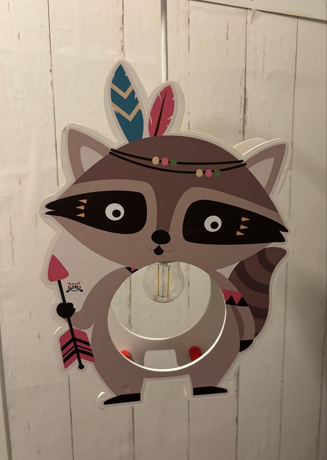 Leuke wasbeer hanglamp voor de kinderkamer, Ophalen, Nieuw, Hout, E27 (groot)