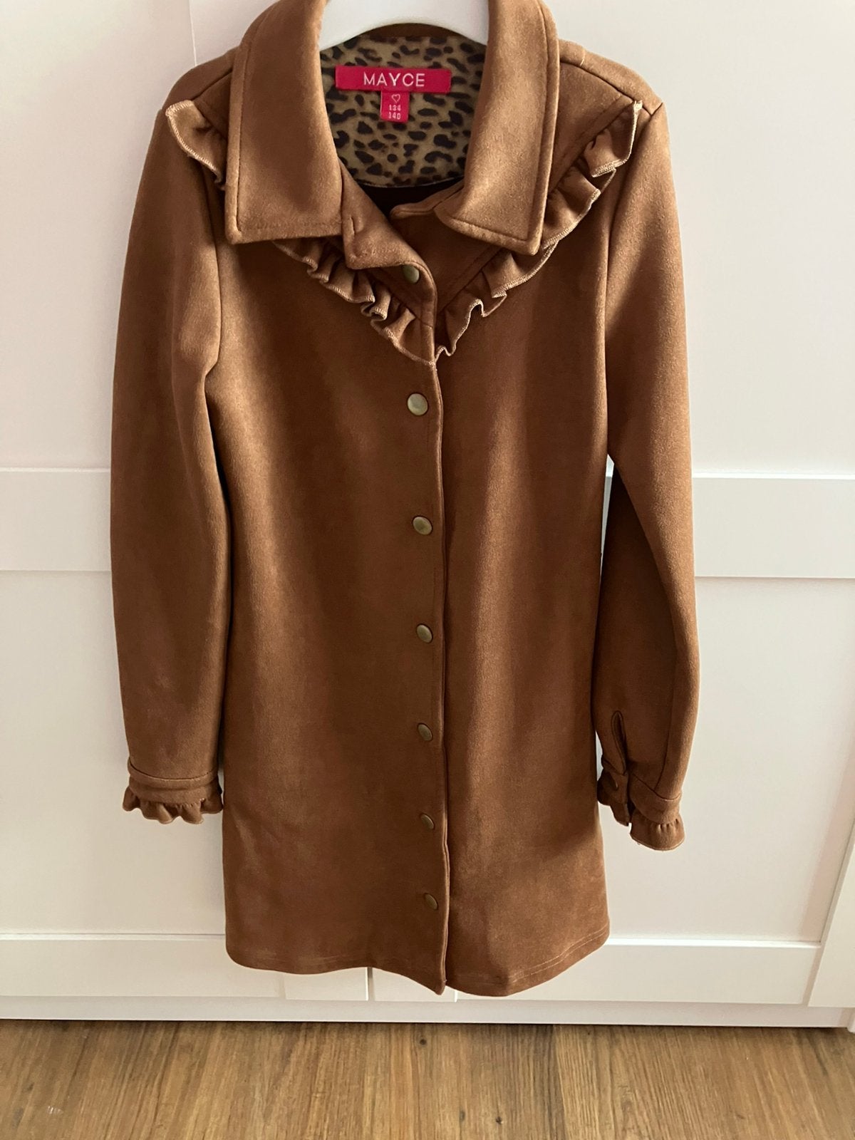 Mayce girlslabel 134/140 suede jurkje, Ophalen of Verzenden, Zo goed als nieuw, Meisje, Jurk of Rok