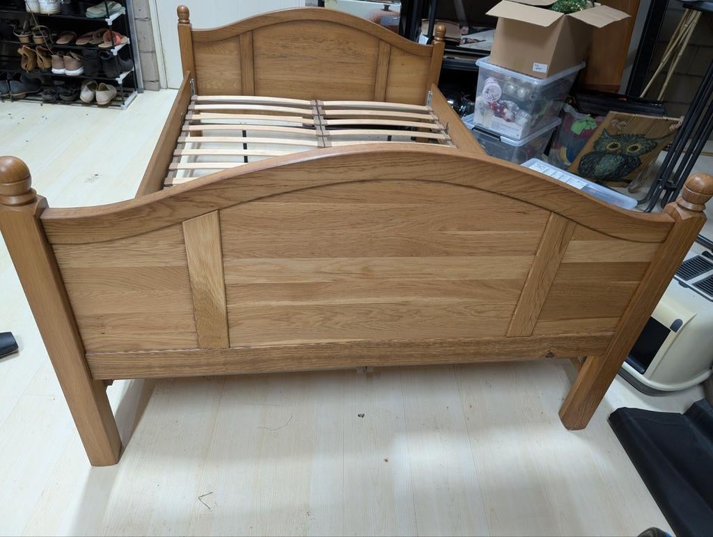 Tweepersoons bed, Ophalen, Gebruikt, Bruin, 210 cm