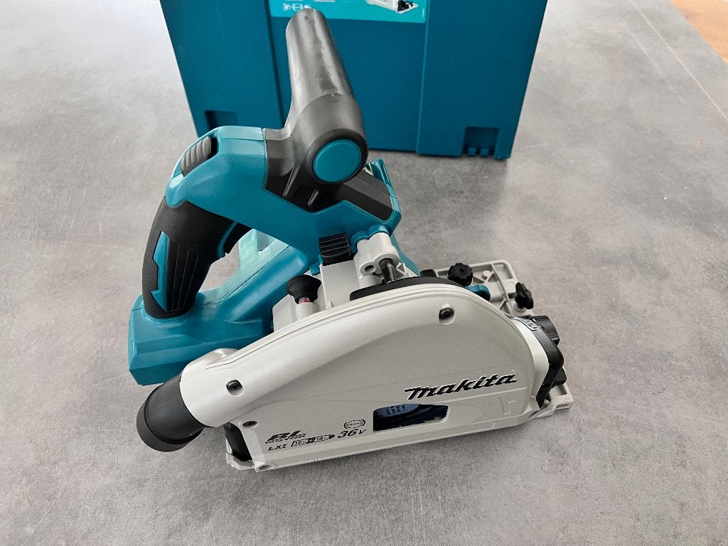 Makita DSP600ZJ2 2x18V accu LXT Invalzaag 165mm +Geleiderail, Invalzaag, 70 mm of meer, Nieuw, Ophalen of Verzenden