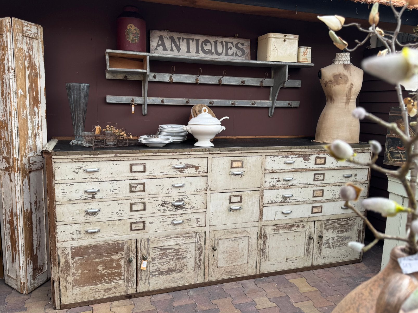 Kast, dressoir,lades, kasten, patine,maritiem,266 b, 111h, Ophalen, Gebruikt, 5 laden of meer, 100 tot 150 cm