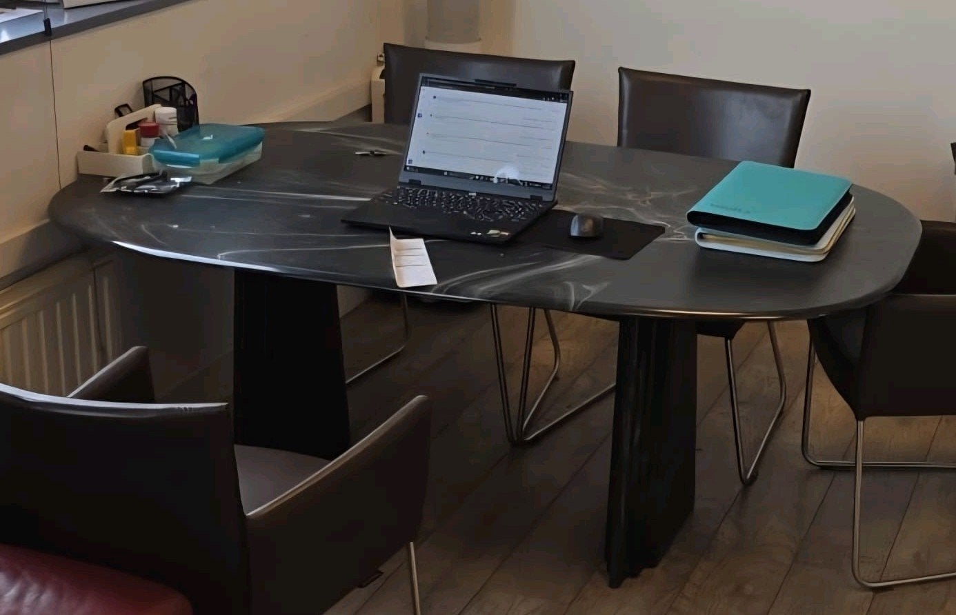 Zwarte Composiet Marmer eettafel Tafel, Ophalen, 200 cm of meer, 50 tot 100 cm, Rechthoekig