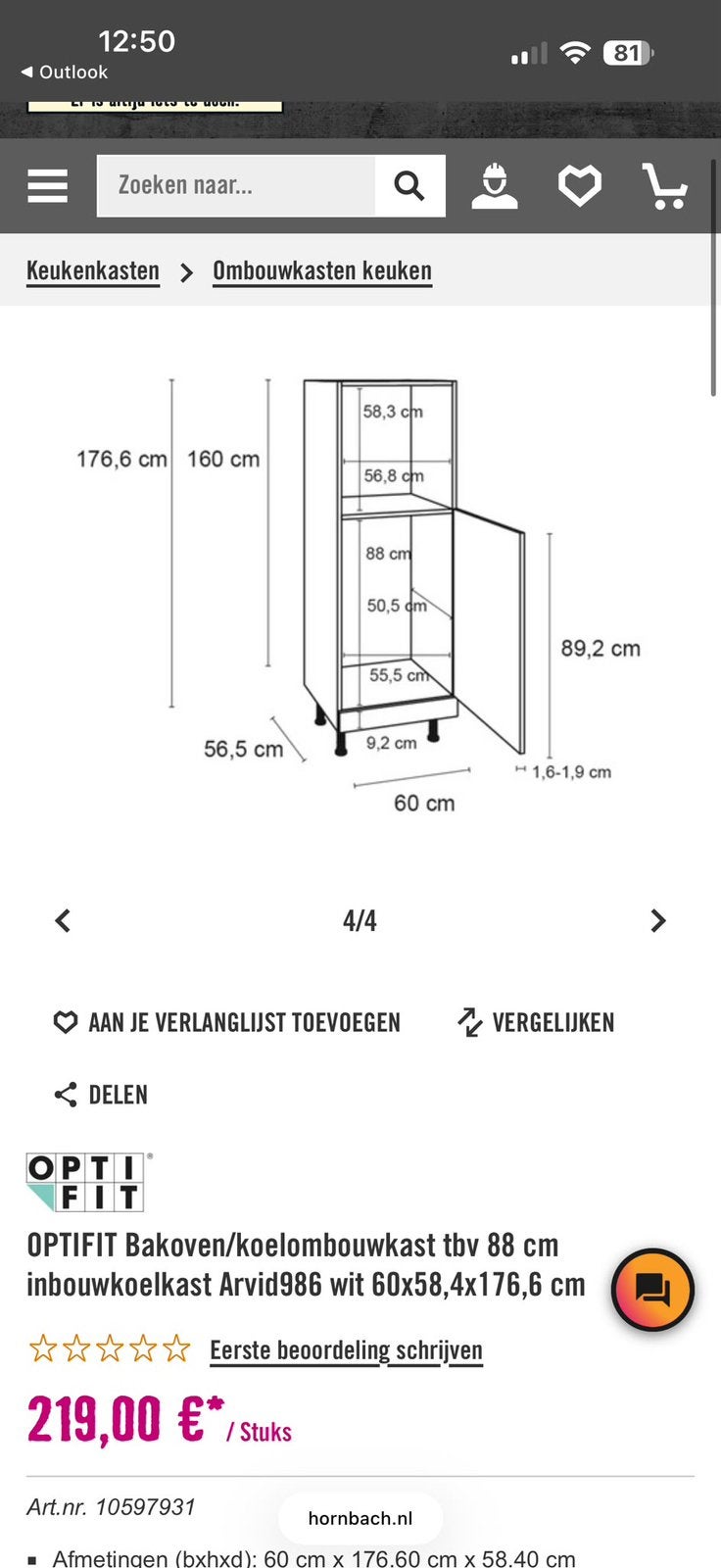 Inbouw kast, Tweepersoons, Ophalen of Verzenden, Zo goed als nieuw, 80 cm
