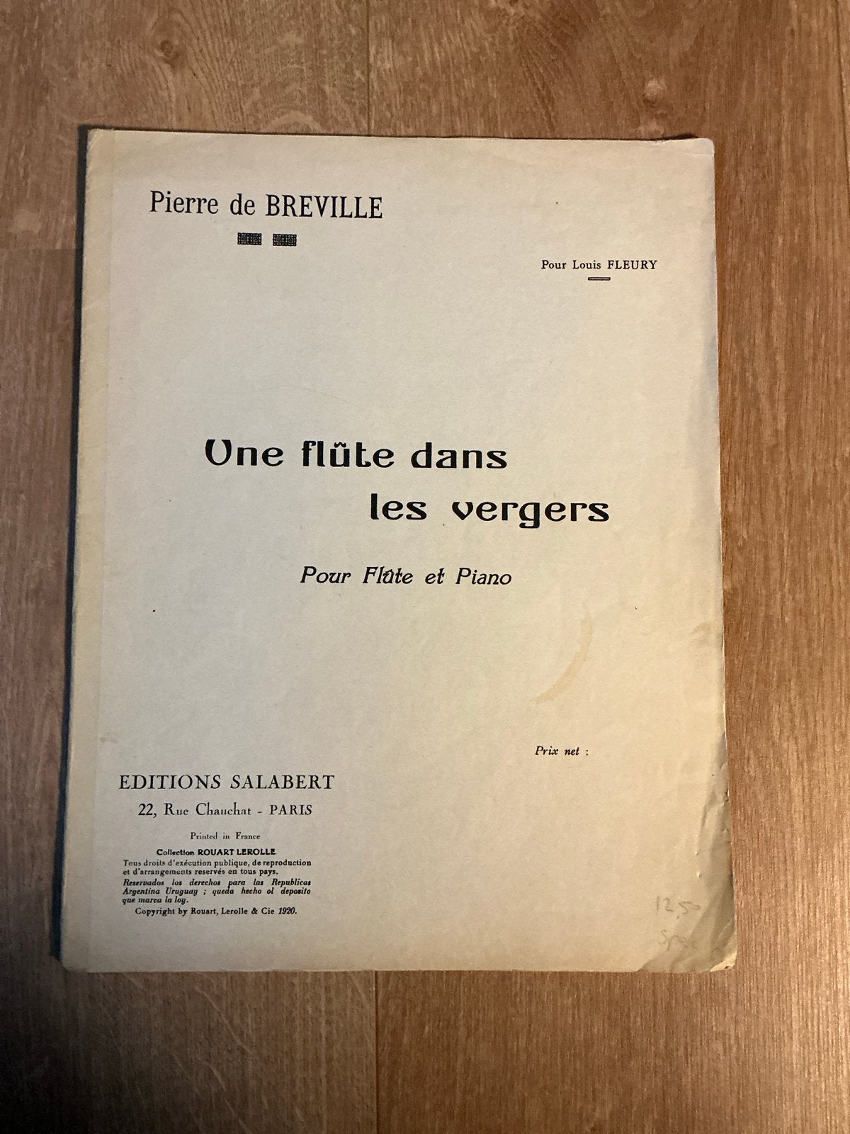 Pierre de Bréville - Une flûte dans les vergers (bladmuziek), Klassiek, Ophalen of Verzenden, Zo goed als nieuw, Dwarsfluit of Piccolo