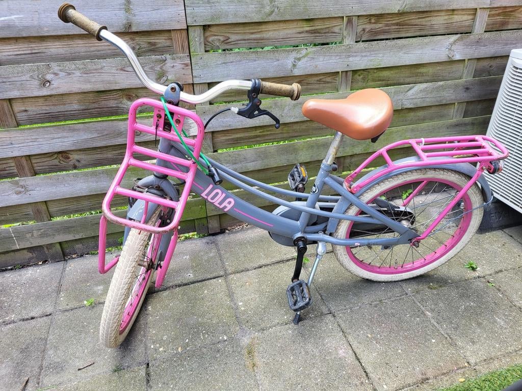 Lola kinderfiets 22 inch- grijs/roze, Ophalen, Gebruikt, 20 inch of meer